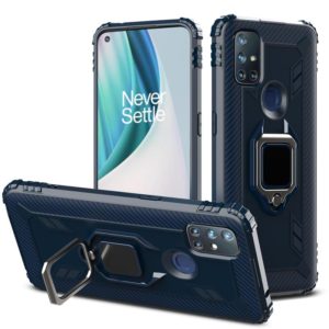 For OnePlus Nord N10 5G Carbon Fiber Protective Case with 360 Degree Rotating Ring Holder(Blue) (OEM)