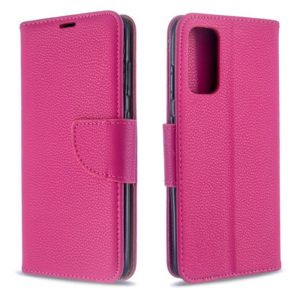 For Galaxy S20 Litchi Texture Pure Color Horizontal Flip PU Leather Case with Holder & Card Slots & Wallet & Lanyard(Rose Red) (OEM)