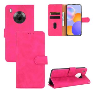 For Huawei Y9a Solid Color Skin Feel Magnetic Buckle Horizontal Flip Calf Texture PU Leather Case with Holder & Card Slots & Wallet(Rose Red) (OEM)