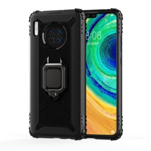 For Huawei Mate 30 Carbon Fiber Protective Case with 360 Degree Rotating Ring Holder(Black) (OEM)