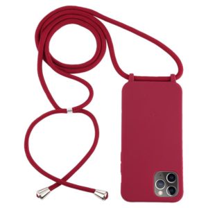 For iPhone 12 Pro Max Candy Colors TPU Protective Case with Lanyard(Red) (OEM)