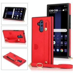 For Huawei Mate 20 Lite Wrist Strap PU+TPU Shockproof Protective Case with Crossbody Lanyard & Holder & Card Slot(Red) (OEM)