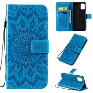 For Galaxy A71 Sun Print Horizontal Flip Protective Case with Holder & Card Slots & Wallet(Blue) (OEM)