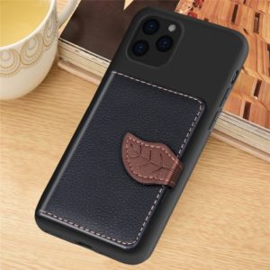 For iPhone 11 Litchi Pattern Card Bag Wallet Bracket + TPU Phone Case with Card Slot Wallet Bracket Function(Black) (OEM)