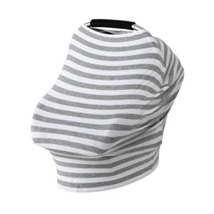 Multifunctional Cotton Nursing Towel Safety Seat Cushion Stroller Cover(Gray White Thick Stripes) (OEM)