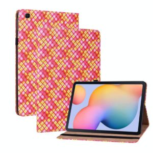 For Samsung Galaxy Tab S6 Lite Color Weave Smart Leather Tablet Case(Rose Red) (OEM)