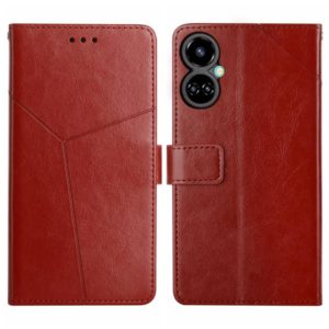For Tecno Camon 19 4G HT01 Y-shaped Pattern Flip Leather Phone Case(Brown) (OEM)