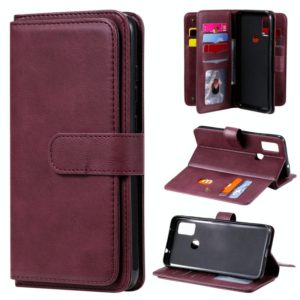 For Samsung Galaxy M51 Multifunctional Magnetic Copper Buckle Horizontal Flip Solid Color Leather Case with 10 Card Slots & Wallet & Holder & Photo Frame(Wine Red) (OEM)