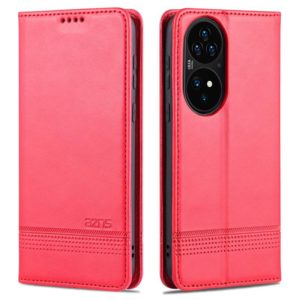 For Huawei P50 Pro AZNS Magnetic Calf Texture Horizontal Flip Leather Case with Card Slots & Holder & Wallet(Red) (AZNS) (OEM)