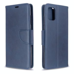 For Galaxy A51 Retro Lambskin Texture Pure Color Horizontal Flip PU Leather Case with Holder & Card Slots & Wallet & Lanyard(Blue) (OEM)