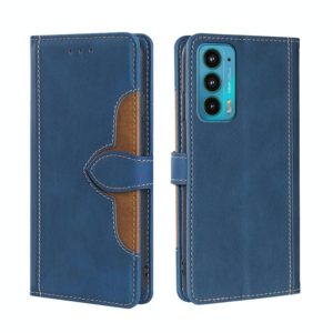 For Motorola Edge 20 Skin Feel Straw Hat Magnetic Buckle Leather Phone Case(Blue) (OEM)