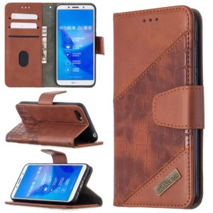 For Huawei Y5 (2018) Matching Color Crocodile Texture Horizontal Flip PU Leather Case with Holder & Card Slots & Wallet(Brown) (OEM)