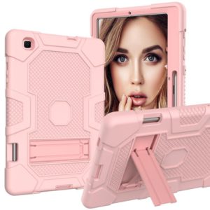 For Samsung Galaxy Tab S6 Lite P610 Contrast Color Robot Shockproof Silicone + PC Protective Case with Holder (Rose Gold) (OEM)
