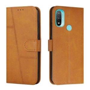 For Motorola Moto E20 / E30 / E40 Stitching Calf Texture Buckle Leather Phone Case(Yellow) (OEM)