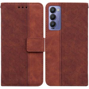 For Tecno Camon 18 / 18P Geometric Embossed Leather Phone Case(Brown) (OEM)