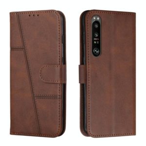 For Sony Xperia 1 III Stitching Calf Texture Buckle Leather Phone Case(Brown) (OEM)