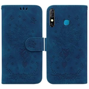 For Infinix Hot 8 X650 CC7 Butterfly Rose Embossed Leather Phone Case(Blue) (OEM)