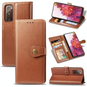 For Galaxy S20 FE(4G/5G) / S20 Lite Retro Solid Color Leather Buckle Phone Case with Lanyard & Photo Frame & Card Slot & Wallet & Stand Function(Brown) (OEM)