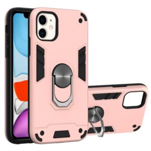 For iPhone 11 2 in 1 Armour Series PC + TPU Protective Case with Ring Holder(Rose Gold) (OEM)