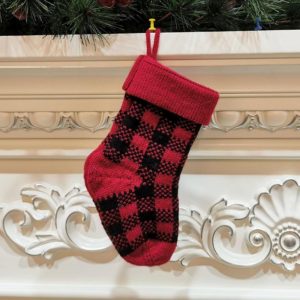 Knitted Christmas Stocking Decoration Pendant Child Acrylic Candy Gift Bag(Red) (OEM)