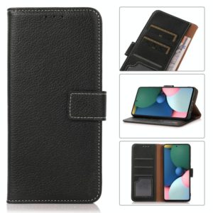 For Motorola Edge (2021) Litchi Texture PU + TPU Horizontal Flip Leather Case with Holder & Card Slots & Wallet(Black) (OEM)