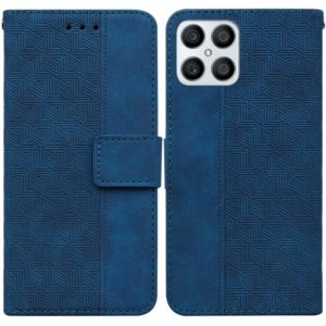 For Honor X8 Geometric Embossed Leather Phone Case(Blue) (OEM)