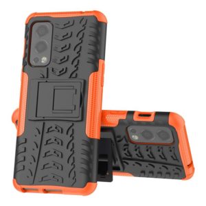 For OnePlus Nord 2 5G Tire Texture Shockproof TPU+PC Protective Case with Holder(Orange) (OEM)