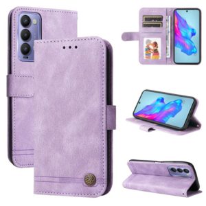 For Tecno Camon 18 / 18 Pro Skin Feel Life Tree Metal Button Leather Phone Case(Purple) (OEM)