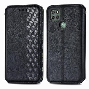 For Motorola G9 power Cubic Grid Pressed Horizontal Flip Magnetic PU Leather Case with Holder & Card Slots & Wallet(Black) (OEM)