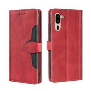 For Sharp Simple Sumaho 5 Skin Feel Straw Hat Magnetic Buckle Leather Phone Case(Red) (OEM)