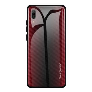 For Huawei Enjoy 9 Plus / Y9 2019 Texture Gradient Glass Protective Case(Red) (OEM)