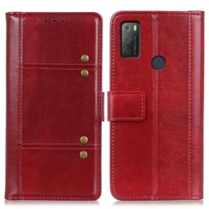 For alcatel 3L (2021) Peas Crazy Horse Texture Horizontal Flip Leather Case with Holder & Card Slots & Wallet(Red) (OEM)
