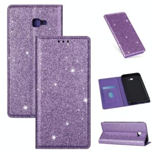 For Samsung Galaxy J4+ Ultrathin Glitter Magnetic Horizontal Flip Leather Case with Holder & Card Slots(Purple) (OEM)