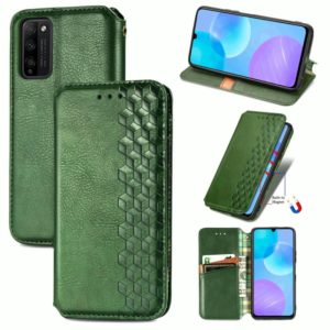 For Huawei Honor 30 Lite Cubic Grid Pressed Horizontal Flip Magnetic PU Leather Case with Holder & Card Slots & Wallet(Green) (OEM)