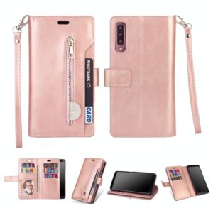 For Samsung Galaxy A50 / A50s / A30s Multifunctional Zipper Horizontal Flip Leather Case with Holder & Wallet & 9 Card Slots & Lanyard(Rose Gold) (OEM)