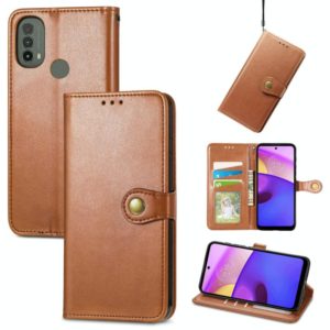 For Motorola Moto E40 Retro Solid Color Buckle Leather Phone Case(Brown) (OEM)
