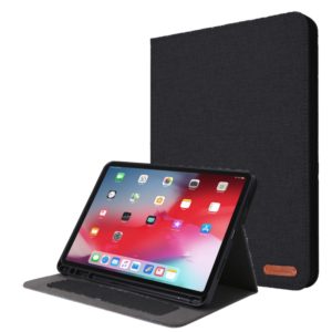 For iPad Pro 11(2020) Horizontal Flip TPU + Fabric PU Leather Protective Tablet Case with Name Card Clip(Black) (OEM)