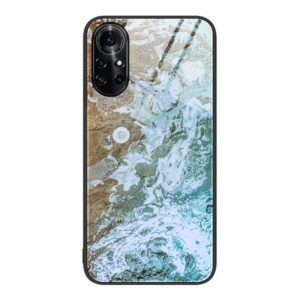 For Huawei Nova 8 Pro Marble Pattern Glass Protective Phone Case(Beach) (OEM)