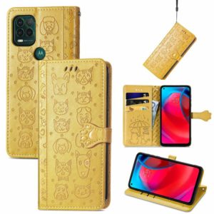 For Motorola MOTO G Stylus 5G Cute Cat and Dog Embossed Horizontal Flip Leather Case with Holder & Card Slots & Wallet & Lanyard(Yellow) (OEM)