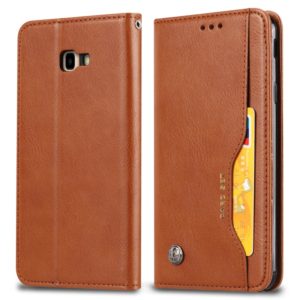 Knead Skin Texture Horizontal Flip Leather Case for Galaxy J4+, with Photo Frame & Holder & Card Slots & Wallet(Brown) (OEM)