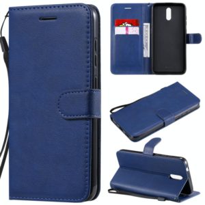 For Nokia 2.3 Solid Color Horizontal Flip Protective Leather Case with Holder & Card Slots & Wallet & Photo Frame & Lanyard(Blue) (OEM)