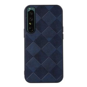 For Sony Xperia 1 IV Weave Plaid PU Phone Case(Blue) (OEM)