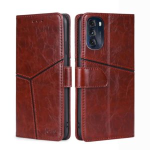 For Motorola Moto G 5G 2022 Geometric Stitching Horizontal Flip Leather Phone Case(Dark Brown) (OEM)