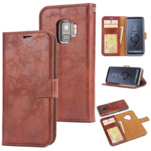 For Samsung Galaxy S9 Crazy Horse Texture Detachable Magnetic Back Cover Horizontal Flip Leather Case with Holder & Card Slots & Photo Frame & Wallet(Brown) (OEM)