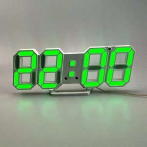 6609 3D Stereo LED Alarm Clock Living Room 3D Wall Clock, Colour: Green (OEM)