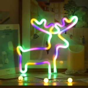 Christmas Decoration Neon Lights Wall-Mounted Ornaments, Spec: Elk-Colorful Light (OEM)