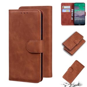 For Nokia 3.4 Skin Feel Pure Color Flip Leather Phone Case(Brown) (OEM)