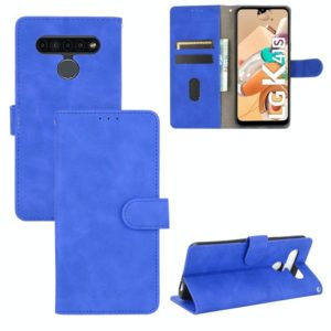 For LG K41S / K51S Solid Color Skin Feel Magnetic Buckle Horizontal Flip Calf Texture PU Leather Case with Holder & Card Slots & Wallet(Blue) (OEM)