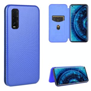 For OPPO Find X2 Carbon Fiber Texture Horizontal Flip TPU + PC + PU Leather Case with Card Slot(Blue) (OEM)