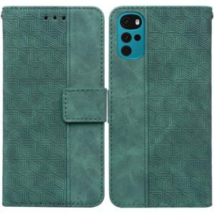 For Motorola Moto G22 Geometric Embossed Leather Phone Case(Green) (OEM)